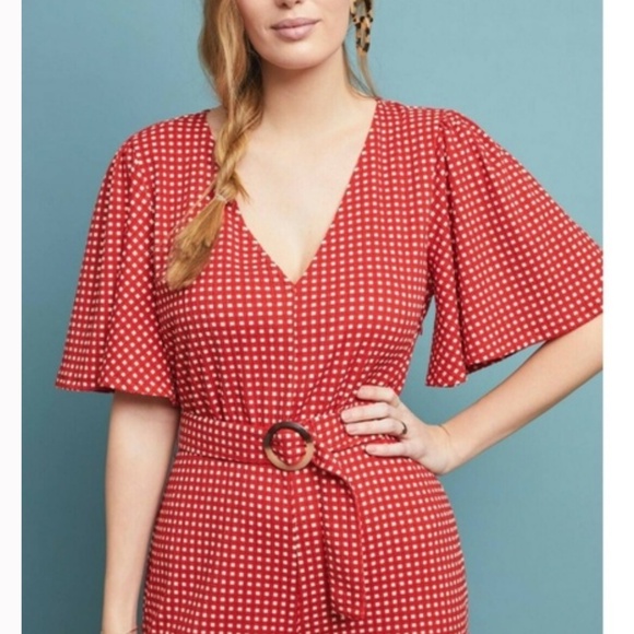Anthropologie Red Polka Dot Jumpsuit - Picture 3 of 4